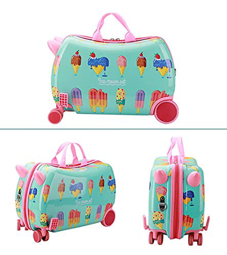 Ice cream, RIDE ON GURHODVO Kids Luggage With Spinner Wheels For Boys Girls Carry On Hardshell Suitcase Travel Trolley Toddlers children GIFT Gr-kidsl0311 