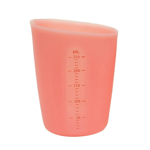 Taza medidora de silicona translúcida de 250ml, taza para hornear para agitar y verter de doble escala para cafetera, yeso mezclador (Color aleatorio)