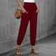 thumbnail image 5 of Pantalones palazzo de lino con cintura elástica, pierna ancha y bolsillos para mujer, 5 of 6