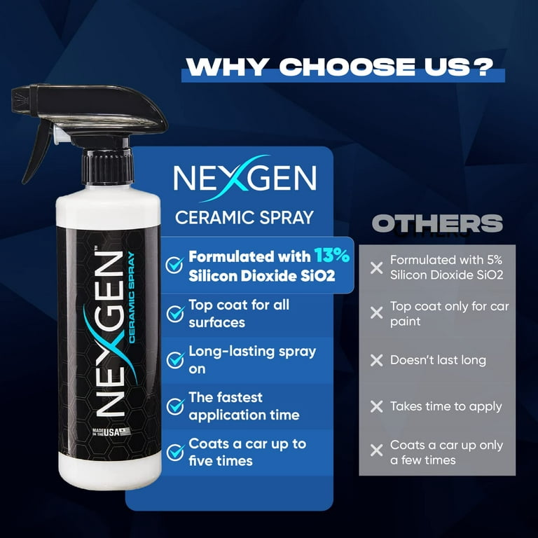 Nexgen Ceramic Spray Silicon Dioxide - Ceramic Coating Spray for Cars - Professional-Grade Protective Sealant Polish for Cars, RVs, Motorcycles, Boats