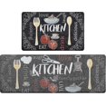 thumbnail image 1 of 2 Pcs Anti Fatigue Kitchen Mat Set Pvc Kitchen Floor Mat Waterproof Standing Mats,40*60+40*110cm,black, 1 of 5