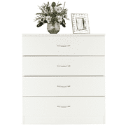 PAPROOS 4 Drawer Dresser, Bedroom Chest of Drawers, Wood Dresser Organizer Cabinet, Modern Dresser Storage Cabinet, Easy Assembly, White