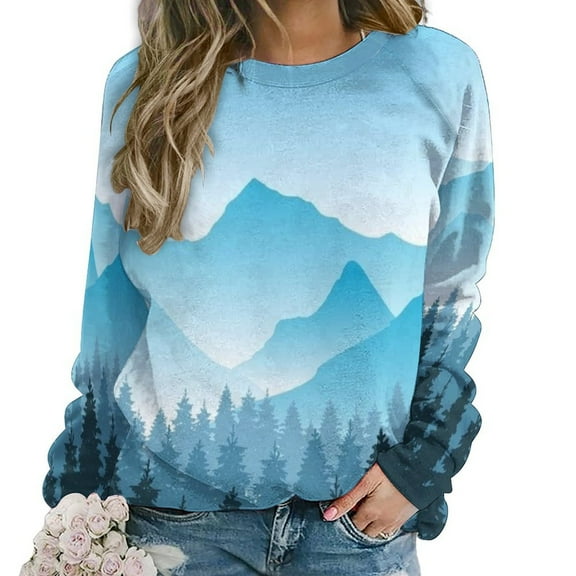 Nature Forest Hoodie Round Neck Long Sleeve Cute Casual Hoodie Loose Plus Size Fashion Hoodie