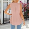 thumbnail image 5 of Jewelreauty Women's Henley Tank Tops Summer Scoop Neck Sleeveless Pleated Shirts Casual Loose Outdoor Tee (2XL, Pink), 5 of 5
