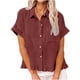 thumbnail image 2 of Craaazy Ladies Oversized Short Sleeve Tunic Tops, Lightweight Casual Shirt, Collared Pocket Blouse with Ruffle Hem for Everyday Outfits Gifts, 2 of 7