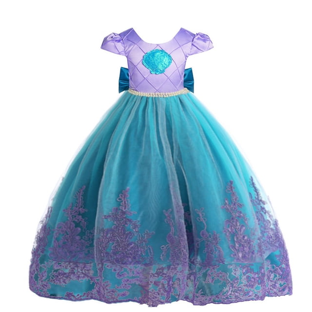 Vestido para niña Vestido de niña Vestido de princesa con lazo de malla abullonada de sirena
