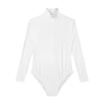 thumbnail image 5 of Alvivi Women's Solid Gymnastic Leotard Long Sleeve Bodysuit Tops for Exercise Acrobatics Dance White M, 5 of 7