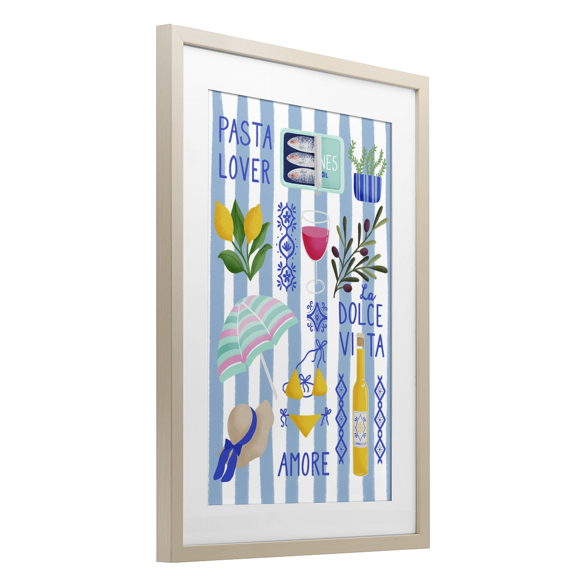 Stupell Industries Pasta Lover Mediterranean Birch Framed Print Under Glass, design by Metka Hiti