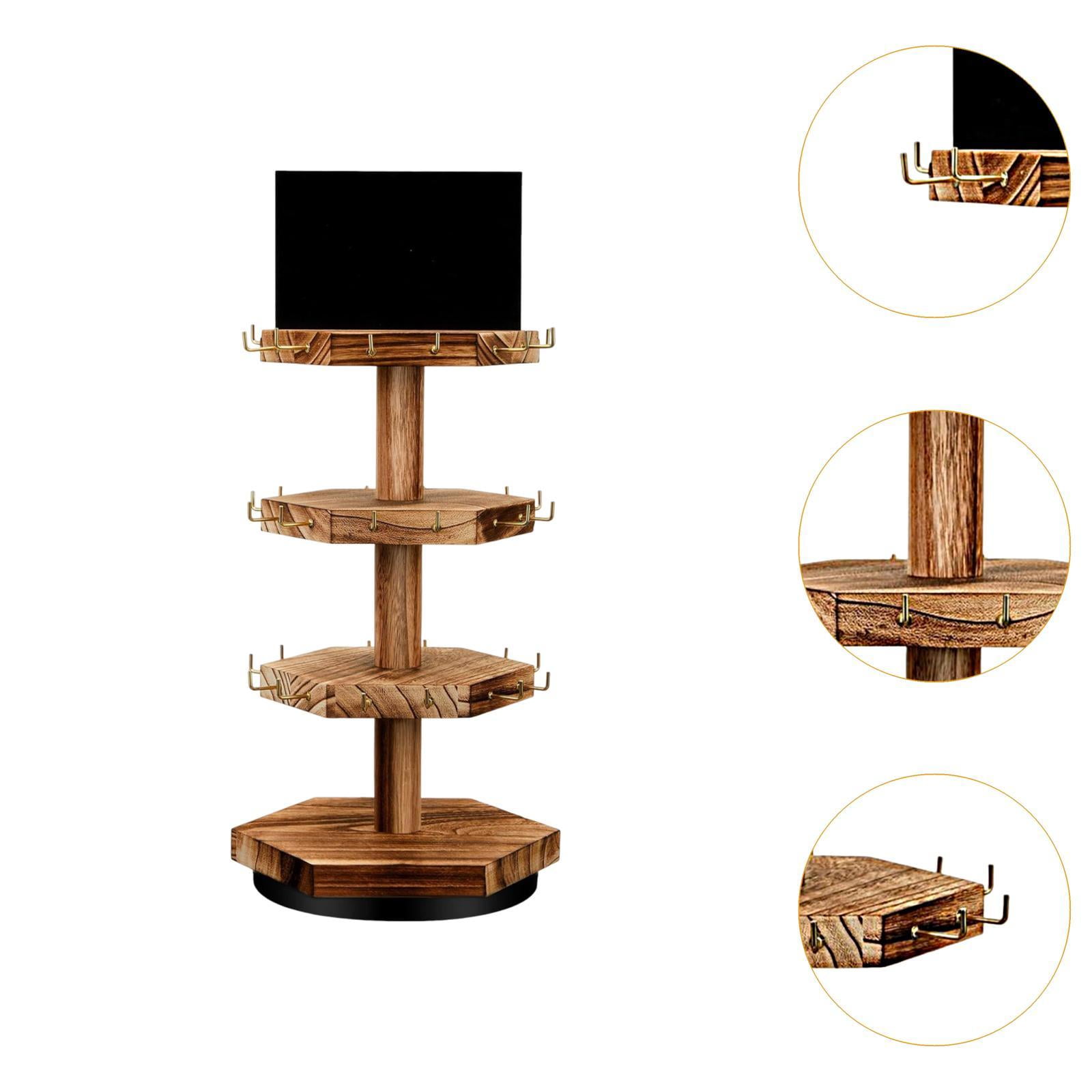 yuksok Rotating Jewelry Organizer Wooden Jewelry Hanger for Rings Earrings Tabletop