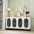 thumbnail image 2 of Lisonu 60'' Sideboard Buffet Cabinet with 4 Acrylic Doors, Modern MDF Accent Storage Cabinet with Adjustable Shelves for Living Room, Hallway, or Entryway, White, 2 of 12