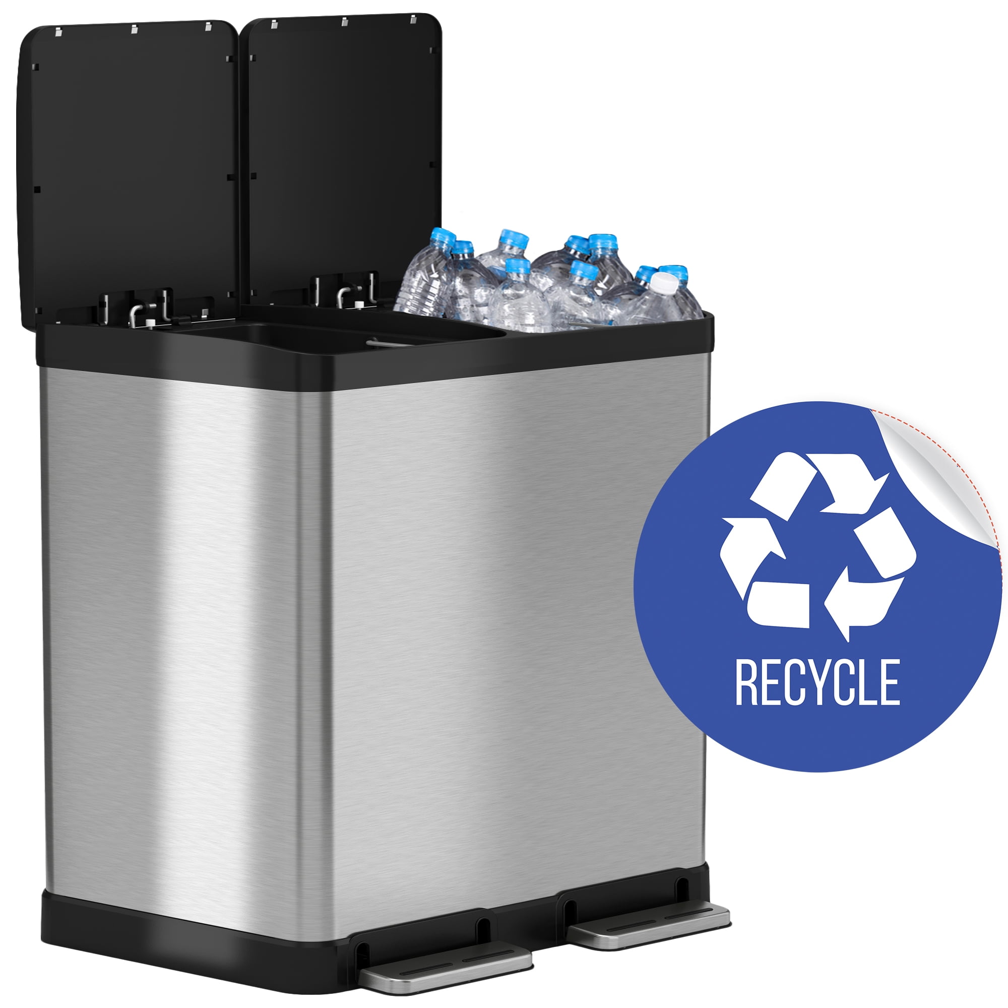 Photo 1 of ***NEW***
iTouchless SoftStep 16 Gallon Stainless Steel Step Trash Can / Recycle Bin with Removable Inner Buckets