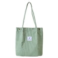 thumbnail image 1 of Sonducket Bolso de mano de pana para mujer, bolso de hombro ligero, bolsas de compras de gran capacidad, almacenamiento, bolsos informales Retro, Bolsas de mensajero y de hombro Verde claro, 1 of 6