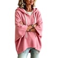 thumbnail image 6 of Pink Hoodies for Women Oversized Short Sleeve Hoodie for Women Casual Loose Batwing Half Sleeve Hooded Sweatshirt with Front Pocket Color Relaxed Fit Pullover Hoodie Daily Streetwear, 6 of 6