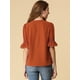 thumbnail image 5 of BluDe ManDe CampaCon Cuello En V Y Volantes PaMujer, BluCampesiDe GaInformal Vintage De Verano Rojo marrón XL, 5 of 6