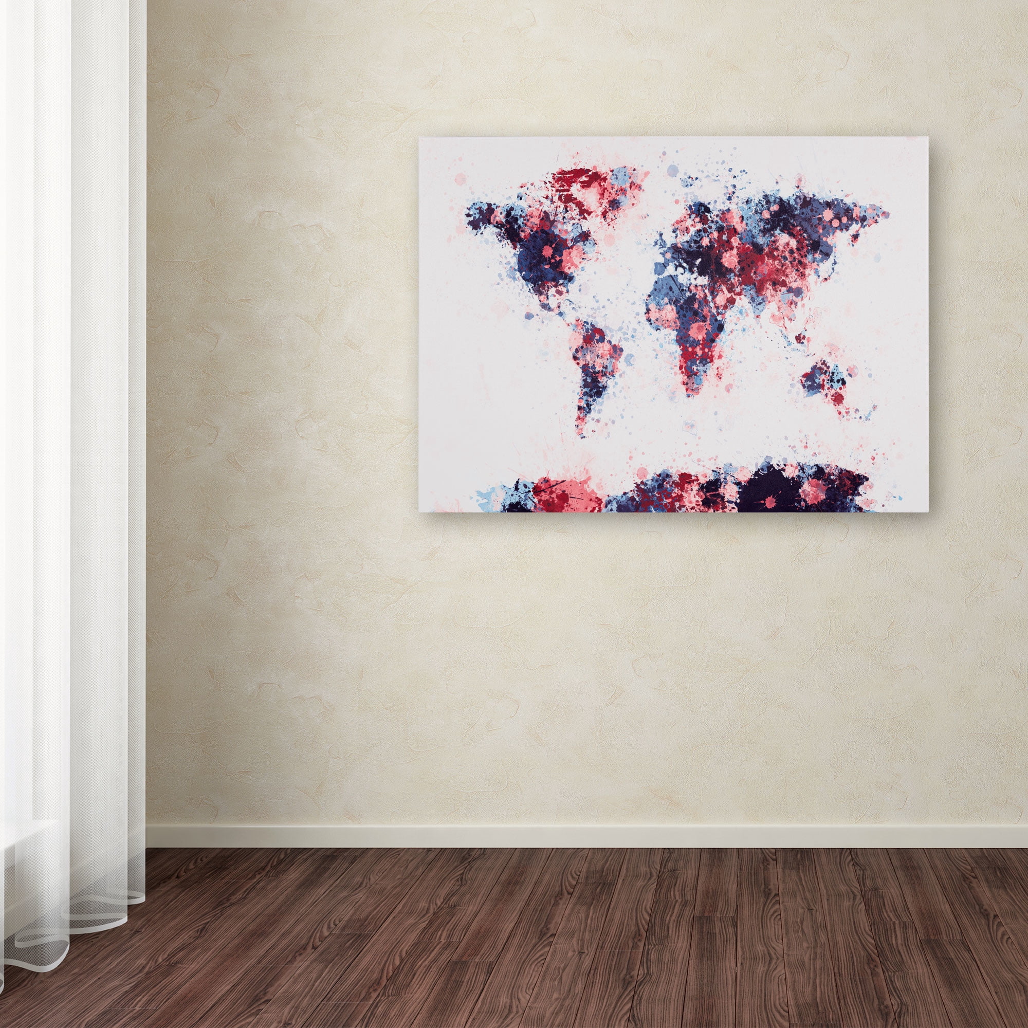 Trademark Art 'Paint Splashes World Map 3' Canvas Art by Michael Tompsett