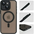 thumbnail image 6 of Compatible with iPhone 15 Plus Magnetic Frosted Case with Camera Lens Film Compatible with MagSafe Wireless Charging Case Men Women Translucent Matte Shockproof Phone Cover, Black, 6 of 14