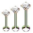 thumbnail image 1 of BodyJ4You 3PC Labret Stud Tragus Earring Set 16G Rainbow Steel Crystal Helix Lip Monroe Cartilage, 1 of 6