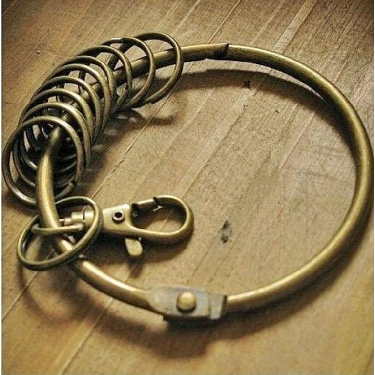 Shamjina 1pc 73mm Large Brown Round Keychain Keyring Keyfob Jailers Key Holder Gifts, Women's
