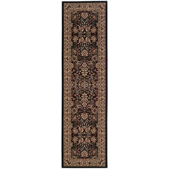 Oriental Weavers Ariana Area Rug - 213K8 - 2'7" x 9'4" - in Black/ Ivory - Vintage Inspired, Stain Resistant, Family and Pet Friendly , Entryway, Hallway Runner Rug