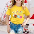 thumbnail image 2 of MIASHUI Haut à Manches Courtes pour Garçons et Filles, T-Shirt Graphique de Pâques, Col Rond d'Été, Jaune, 3-4 Ans, 2 of 4