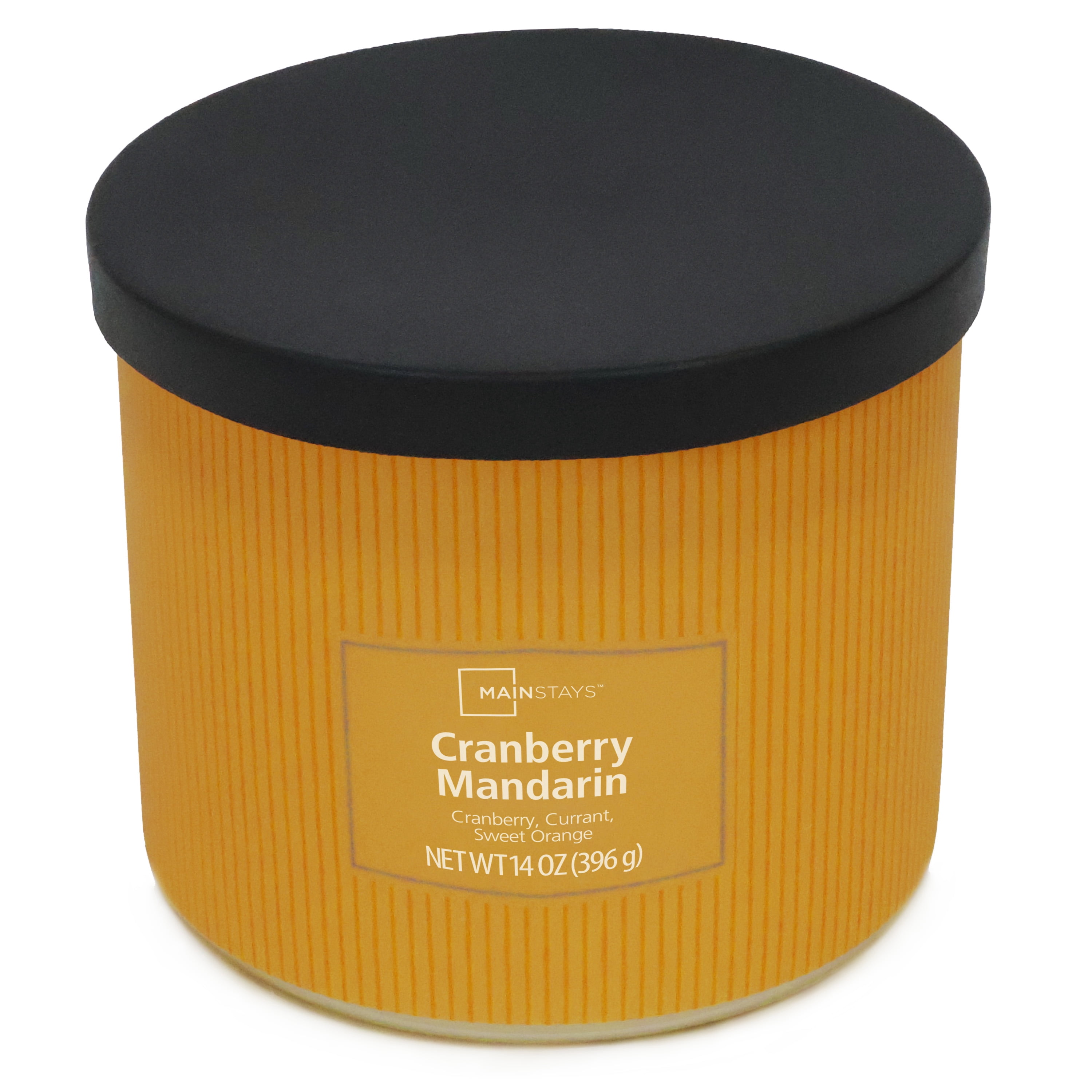 (1 pack) Mainstays 3-Wick Cranberry Mandarin Scented Candle, Textured Wrapped Jar, 14 oz
