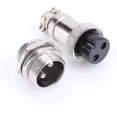 thumbnail image 1 of Conector de enchufe de aviación Gx16, conector de cable de aviación de metal macho hembra de 2 pines tipo tornillo (plateado) (1 unidad), 1 of 4