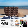thumbnail image 5 of Balery Brown Gold Grid Beach Travel Bag - Water-Resistant, Large Capacity Lightweight Tote with 7 Pockets for Women and Men - Perfect for Beach, Pool, Gym, and Travel, 5 of 7