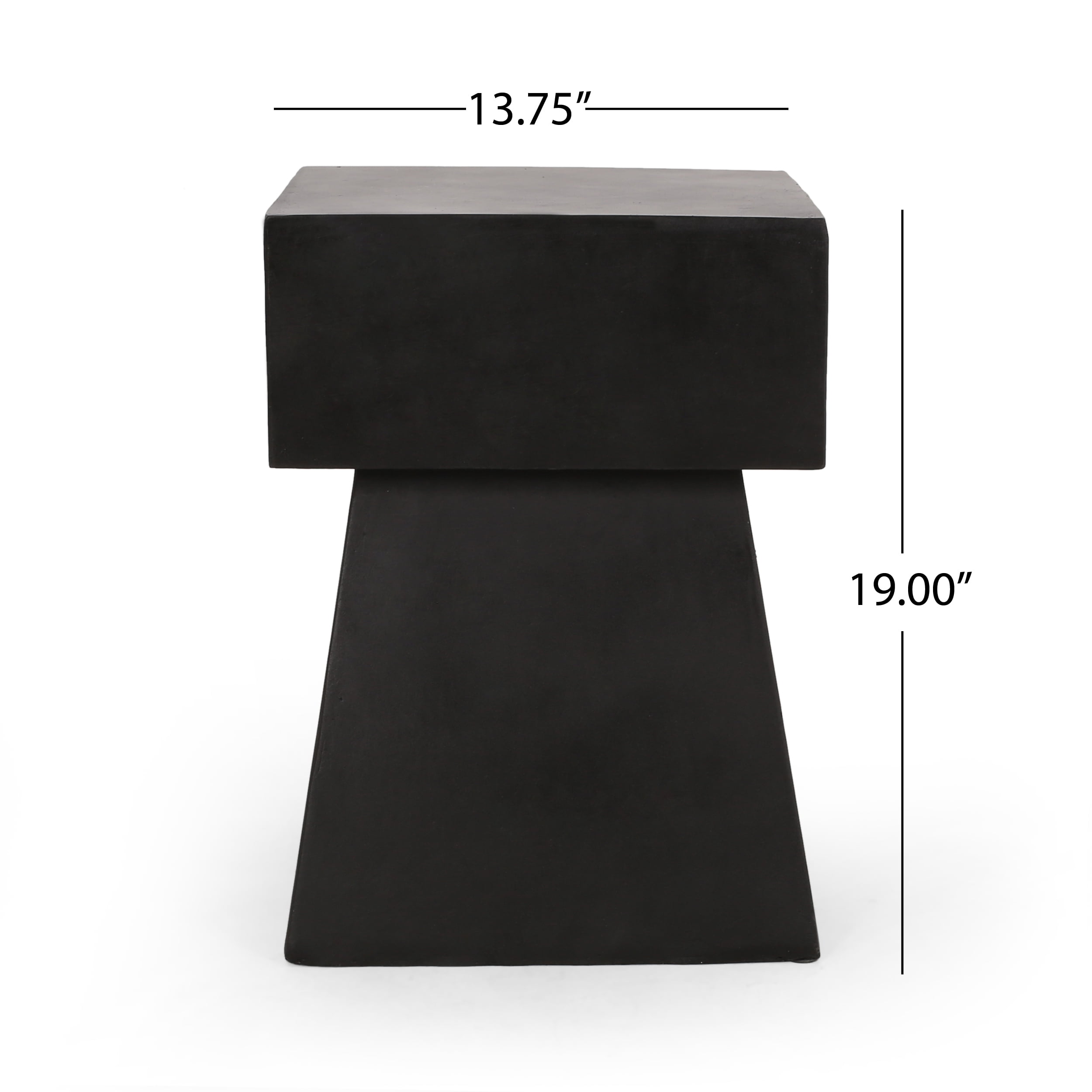 Outdoor Simple Craft Side Table, Concrete Leisure Accent Table for Patio Garden, Black