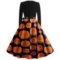 thumbnail image 4 of Womens Halloween Costumes 2024 Cosplay Gothic Dresses Women's Casual Fashion Halloween Print Vintage Long Sleeve Dress, 4 of 4