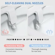 PHANCIR Ultra-Slim Bidet Attachment for Toilet, Dual Nozzle (Frontal & Rear Wash) with Self Cleaning, Non-Electric Adjustable Water Pressure Water Toilet Seat Attachment White