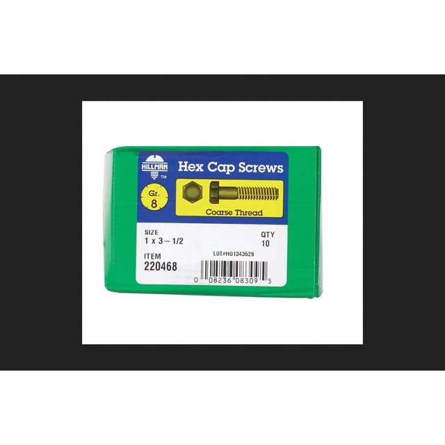 Screw Hillman, 1 pulgada de diámetro x 8,9 cm, tapa hexagonal de acero tratado térmicamente, paquete de 10