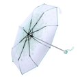 thumbnail image 2 of Transparent Folding Umbrella with Cherry Blossom Pattern, Windproof Compact Rain Umbrella for Women, Manual Open, 36.6 inches / 93 cm, Light Green Color, 2 of 9