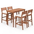 thumbnail image 1 of Gymax 5 Piece Outdoor Bar Set Patio Eucalyptus Wood Bar Height Table & Barstools, 1 of 3