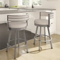 thumbnail image 3 of Home Square 2-Piece Faux Leather Swivel Bar Stool Set in Cream/Glossy Gray, 3 of 4