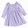thumbnail image 6 of HCNTES Girls Casual Dresses Adorable Lavender Swiss Dot Long Sleeve Swing Dress for Daily Wear, 6 of 7