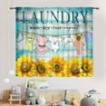 thumbnail image 3 of Laundry Room Curtains for Windows, Vintage Farmhouse Sunflower Rustic Blue Words Watercolor Hanging Clothes Laundry Drapes Treatments for Kitchen Living Room Bedroom Bathroom Windows, 52"x84" Inch, 3 of 5