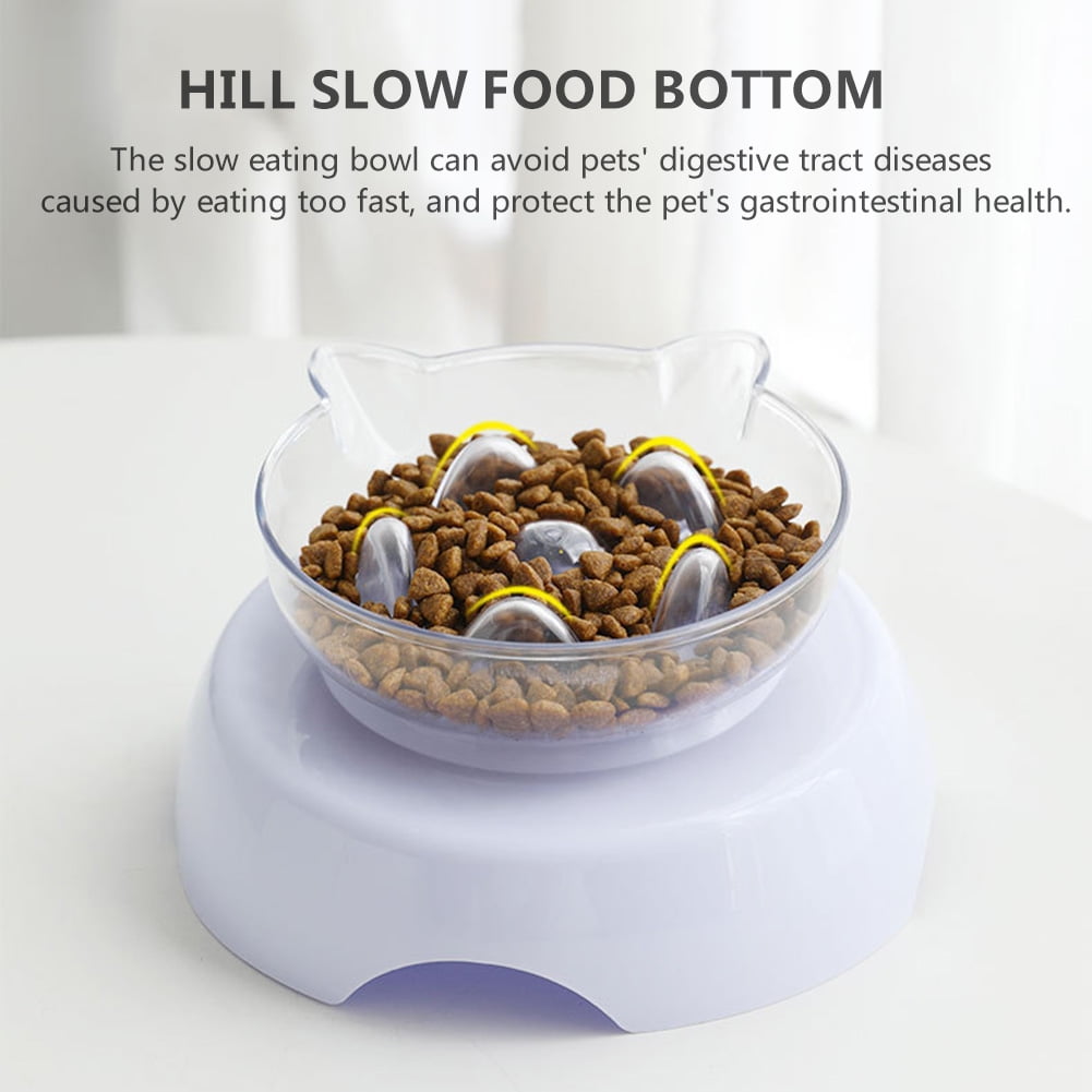 Comaie Cats Slow Eating Bowl Transparent Removable Pet Feeding Bowl