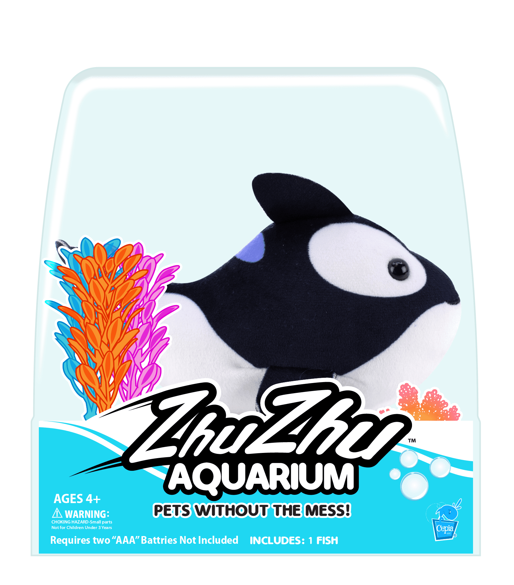 ZhuZhu Aquarium Motorized Fish Toy – Flip the Orca - No