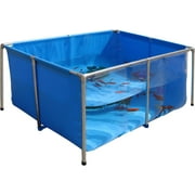 PVC KOI Aquarium Tank, Temporary Fish Tank with Clear Viewing Panel, KOI/Goldfish Pond with 304SS Frame & Drain Valve(47.3" L*31.5" W*23.6" H, About 135Gal Water Capacity)