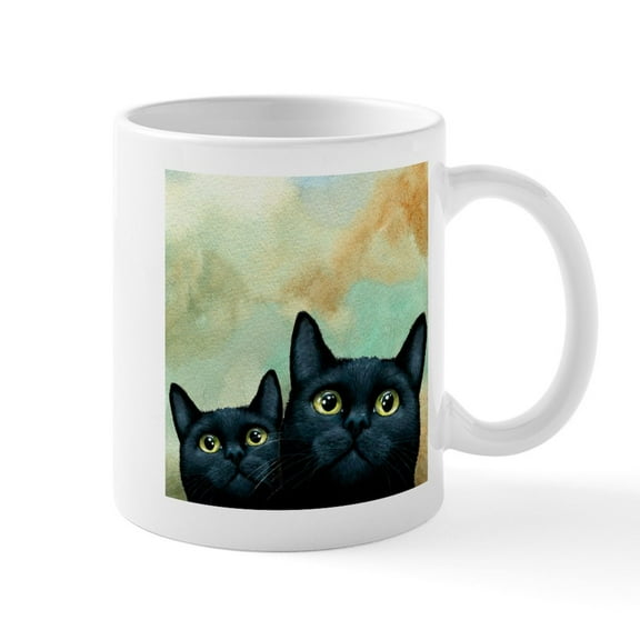 CafePress - Cat 607 Black Cats Mugs - 11 oz Ceramic Mug - Novelty Coffee Tea Cup
