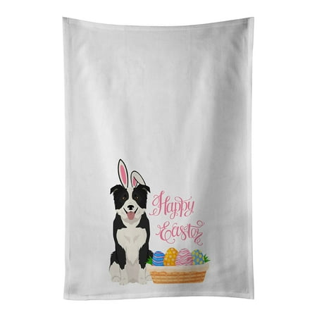 

Black and White Border Collie Easter White Kitchen Towel Set of 2 Dish Towels 19 in x 28 in