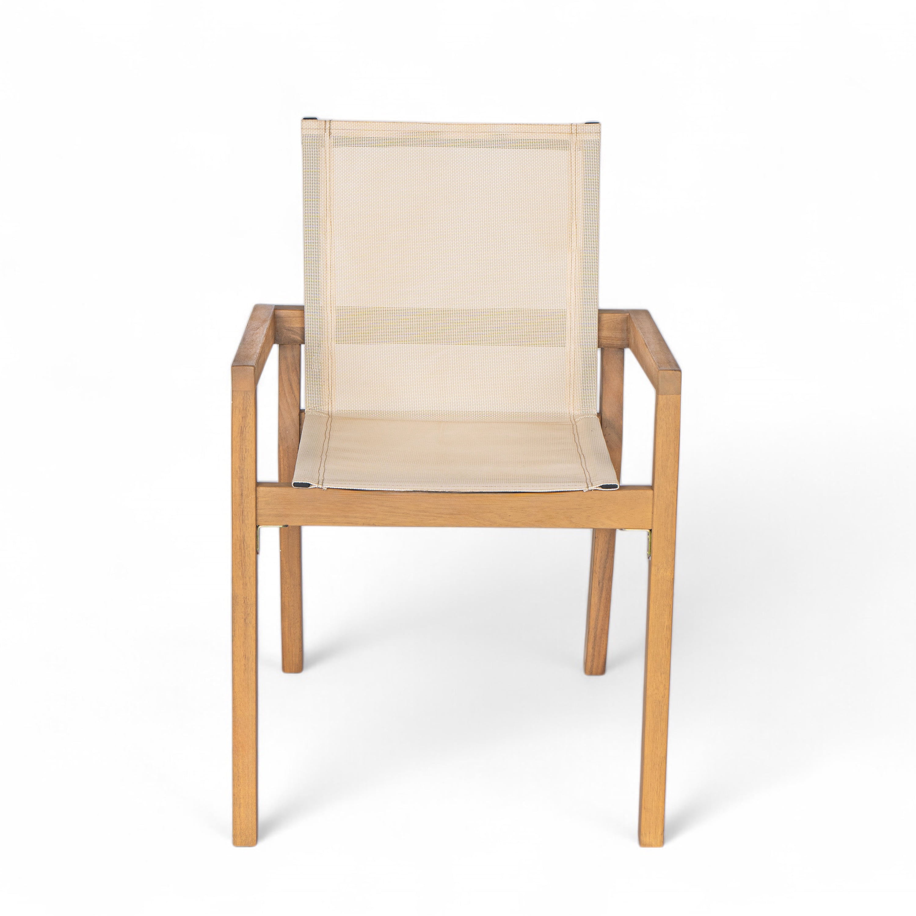Euroco BELFAST DINING CHAIR,Set of 2,Teak Frame+ Beige Textile