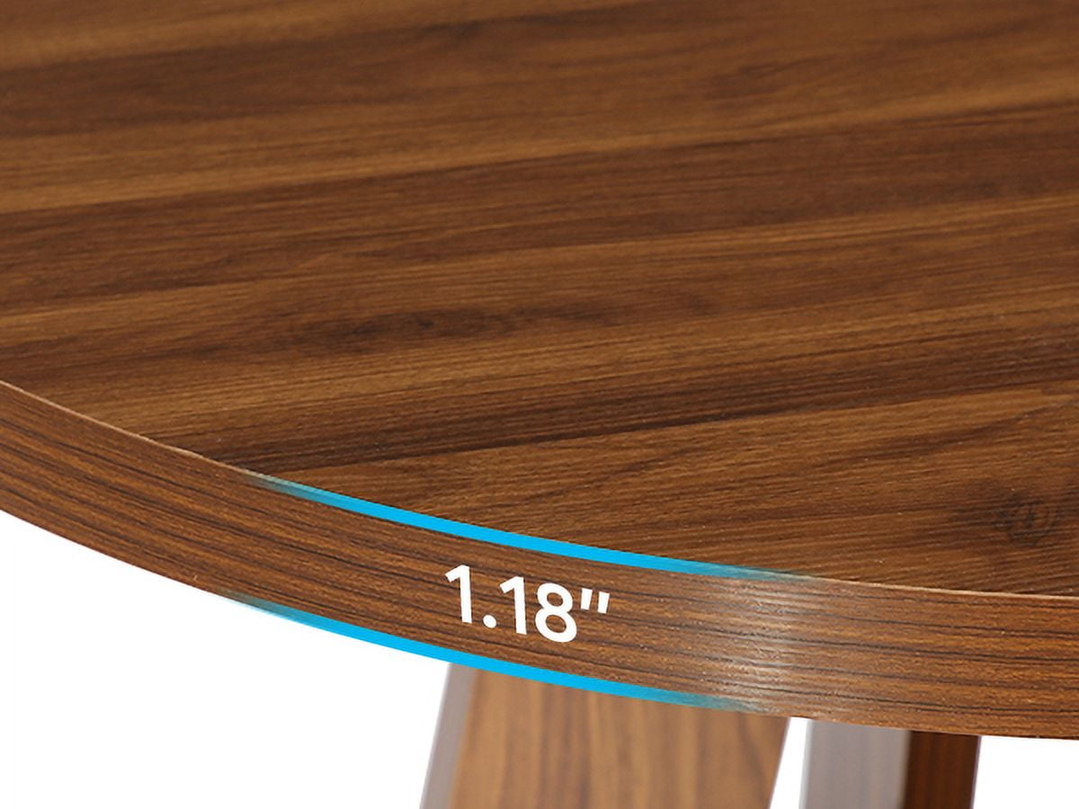 MAYEERTY 47 Inch Farmhouse Round Dining Table, Wooden Kitchen Dinner Table for 4 People with Sturdy Metal Frame