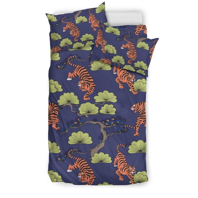 Juego de cama estilo japonés con estampado de tigre
