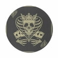 thumbnail image 1 of Skull Mouse Pad for Computers, Vector Skeleton Poker Cards Play Game Scary Horror Image Crown and Heart, Round Non-Slip Thick Rubber Modern Mousepad, 8" Round, Dark Grey Tan Beige, by Ambesonne, 1 of 2