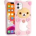 thumbnail image 2 of Funda de silicona suave con dibujos animados en 3D de oso rosa kawaii para iPhone 14, 13, 11, 15 Pro Max, 12 Mini, XS, XR, X, 8, 7 Plus, SE 2020, funda divertida, 2 of 4