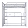 thumbnail image 4 of Bellemave Twin Over Twin over Twin Size Metal Bunk Bed Triple Bunk Bed Frame with 2 Ladders and Guardrails Twin Floor Bunk Beds for Teens (Silver), 4 of 11