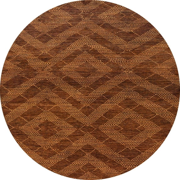 Ahgly Company Machine Washable Indoor Round Abstract Red Fox Red Area Rugs, 4' Round