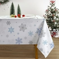 Christmas Tablecloth Winter Snowflake Table Cloth Indoor/Outdoor Stain and Wrinkle Resistant Rectangle Table Cloth for Holiday Party Dinner Decor 60"x84"