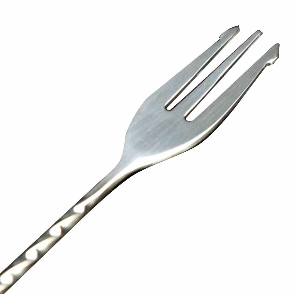 omkuwlQ Stainless Steel Bar Double-Headed Cocktail Twisted Mixing Stirring Spoon Fork Spiral Pattern Long Swizzle Stick